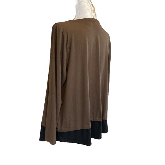 J Jill Mocha Brown Black Flowy Neutral Button Down Tunic Cardigan Size Large - Picture 14 of 15